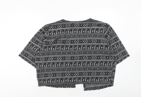 Atmosphere Womens Black V-Neck Geometric Polyester Pullover Jumper Size 18