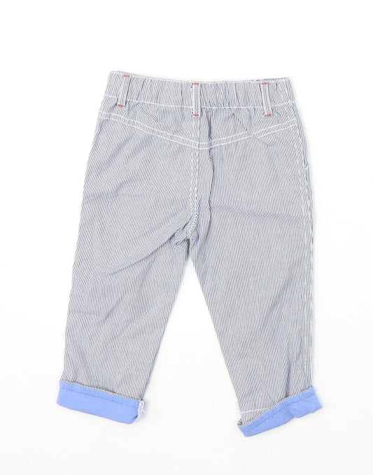 F&F Boys Blue Striped 100% Cotton Capri Trousers Size 6-9 Months Pullover