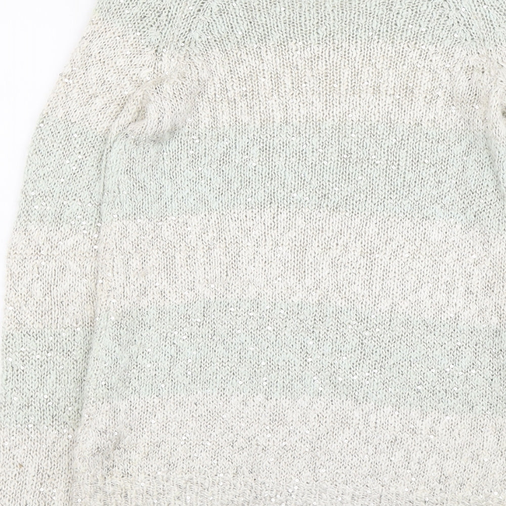 TU Womens Beige Boat Neck Striped Cotton Pullover Jumper Size 8