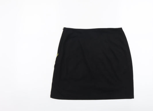 Boohoo Womens Black Floral Polyester A-Line Skirt Size 10 Zip