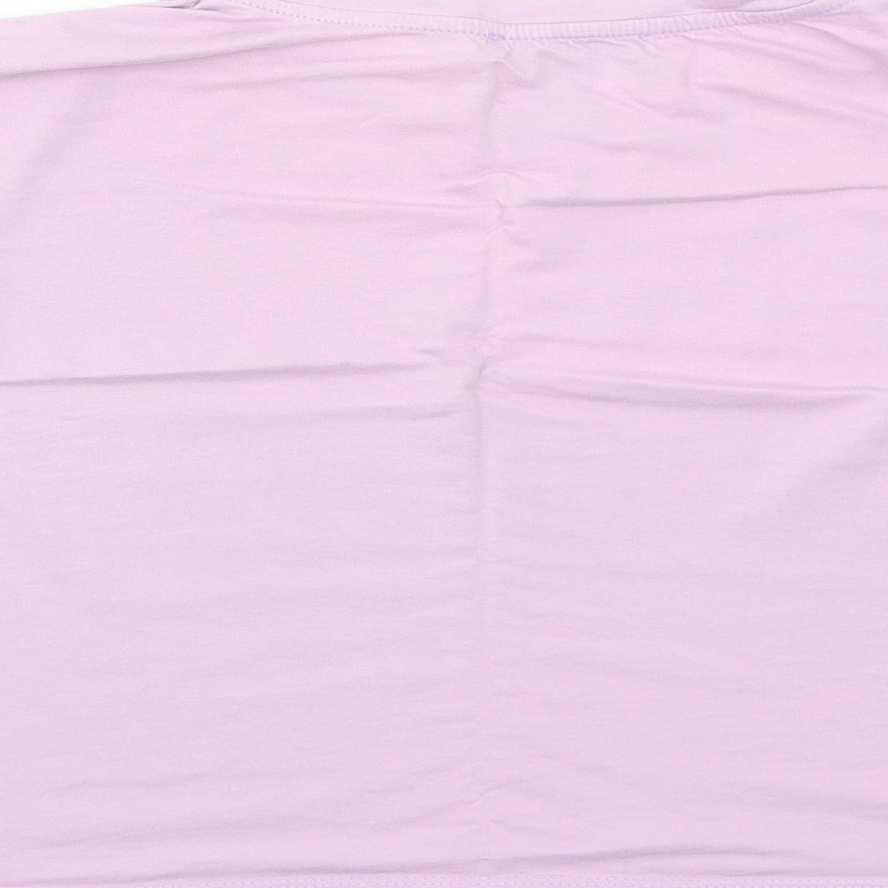 Primark Womens Purple Cotton Cropped T-Shirt Size M Round Neck
