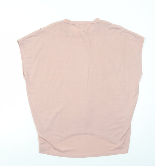 Blue Vanilla Womens Pink Polyester Basic T-Shirt Size M Round Neck