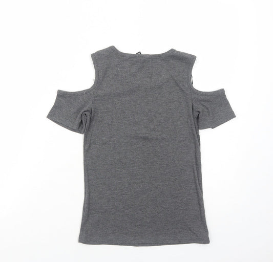 Womens UK Size XS H&M Grey Basic T-Shirt