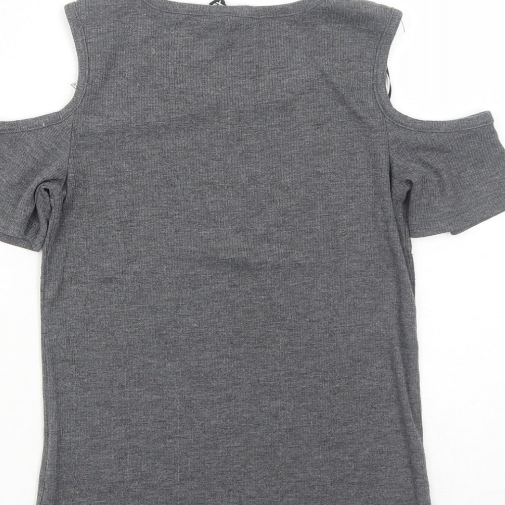 Womens UK Size XS H&M Grey Basic T-Shirt