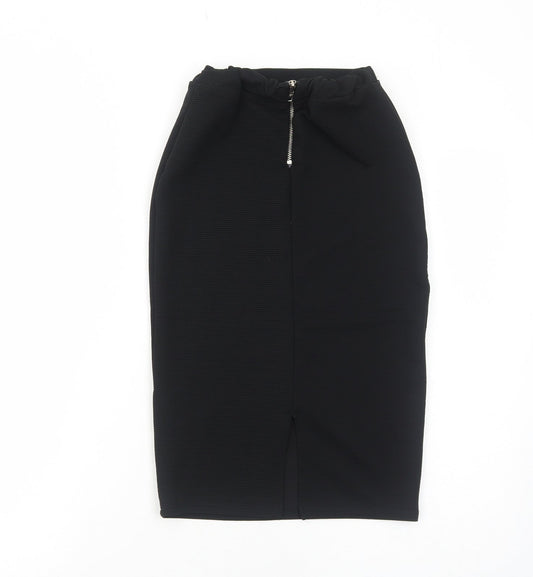 Miss Selfridge Womens Black Polyester Straight & Pencil Skirt Size 6 Zip