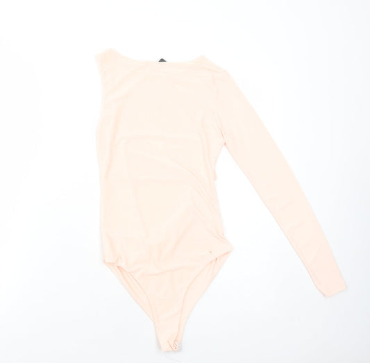 PRETTYLITTLETHING Womens Pink Polyester Bodysuit One-Piece Size 6 Snap - Cut Out