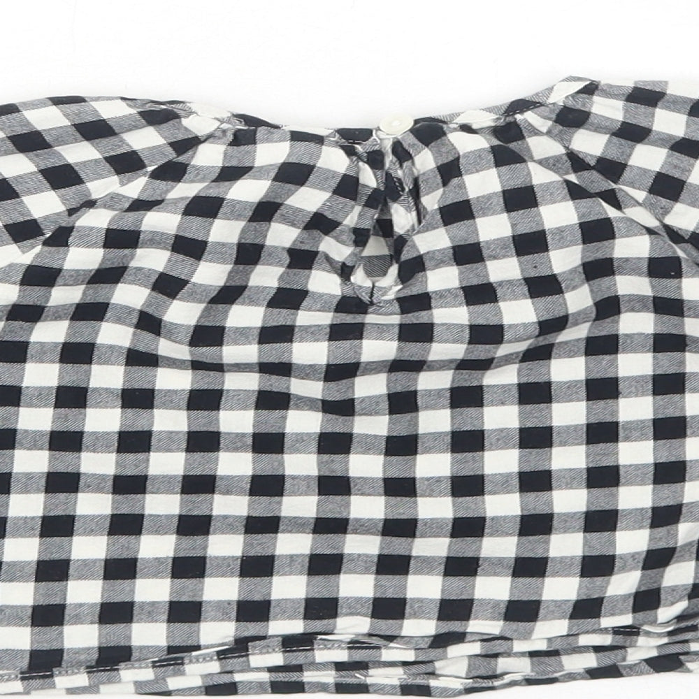 Gap Girls Black Check Cotton Basic Blouse Size 2 Years Round Neck Button