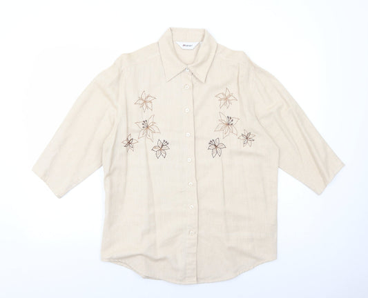 Womens UK Size 12 Damart Beige Basic Button-Up