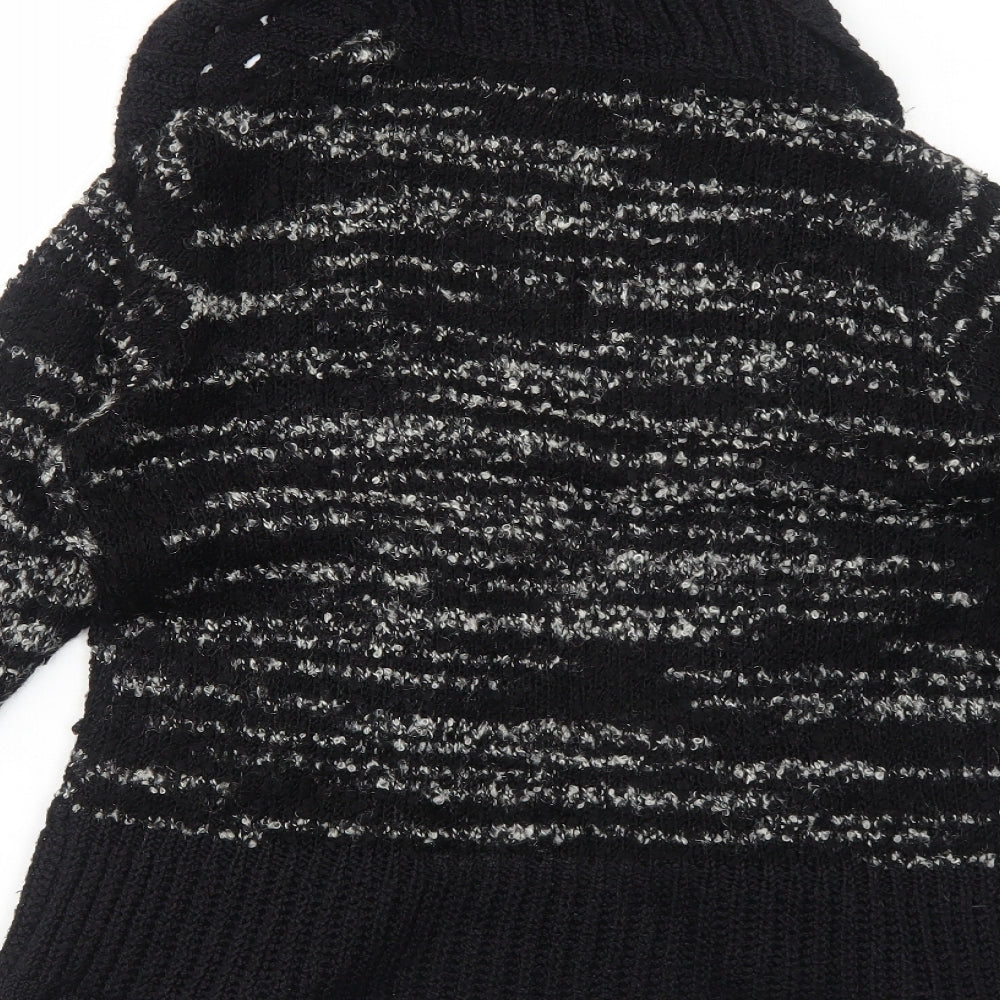 Joella Di Marco Womens Black Collared Acrylic Cardigan Jumper Size S