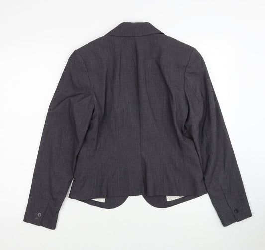 H&M Womens Grey Polyester Jacket Blazer Size 12