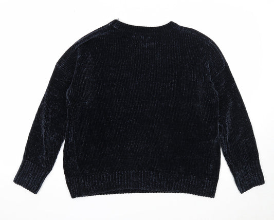 Primark Womens Blue Round Neck Polyester Pullover Jumper Size 10