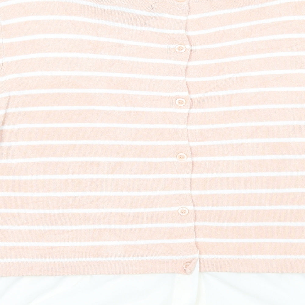 Primark Womens Pink Boat Neck Striped Viscose Pullover Jumper Size 10