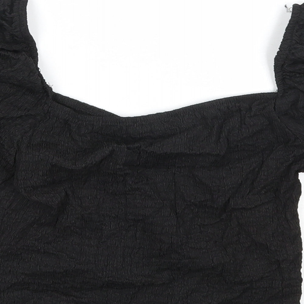 Womens UK Size L Stradivarius Black Basic Tank