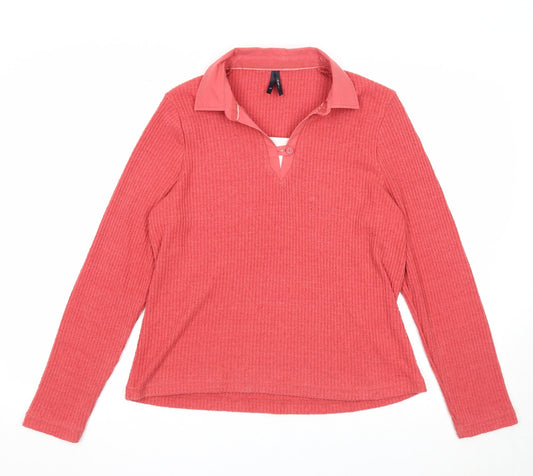 Dash Womens Red Collared Polyester Pullover Jumper Size 14