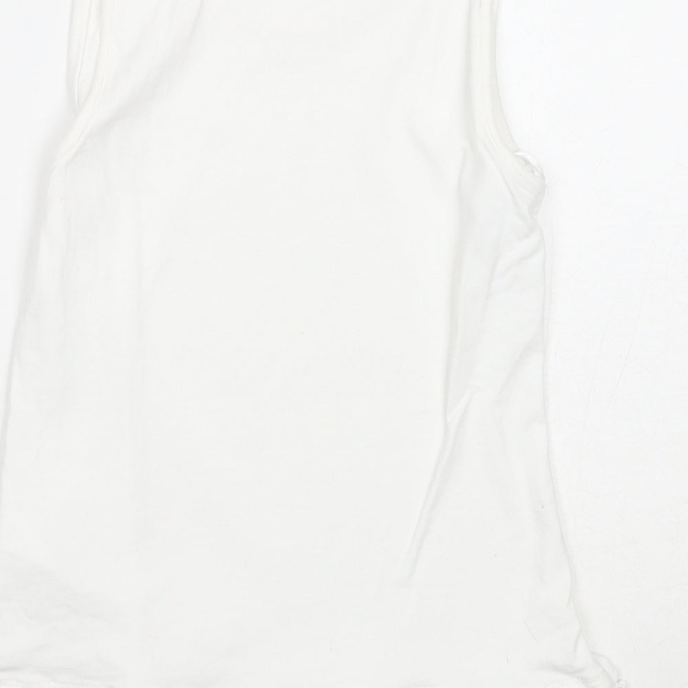 George Girls White Cotton Basic Tank Size 7-8 Years Round Neck Pullover