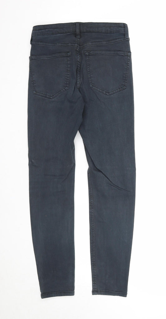 Topshop Womens Blue Cotton Skinny Jeans Size 28 in L32 in Regular Zip