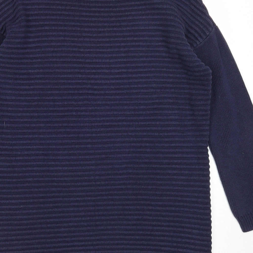 George Womens Blue Boat Neck Striped Cotton Pullover Jumper Size 8