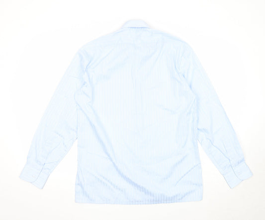 Mens UK Size 15 Littlewoods Blue Button-Up Long Sleeve Casual Shirt