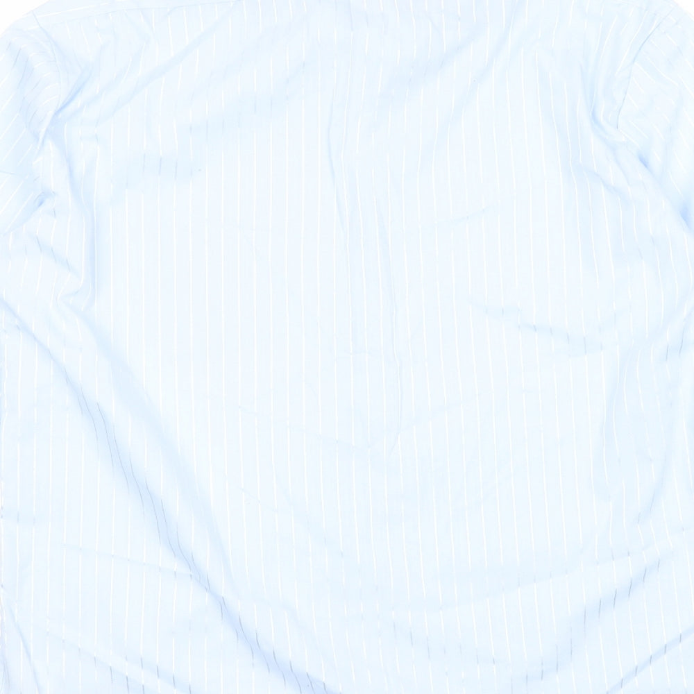 Mens UK Size 15 Littlewoods Blue Button-Up Long Sleeve Casual Shirt