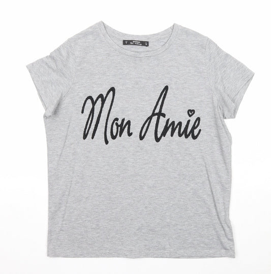 Womens UK Size 8 Miss Selfridge Grey Basic T-Shirt