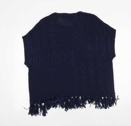 George Womens Blue Round Neck Acrylic Pullover Jumper Size M