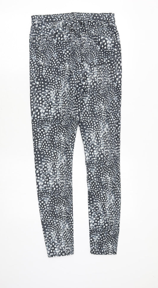 Topshop Womens Black Geometric Cotton Skinny Jeans Size 28 in Regular Zip