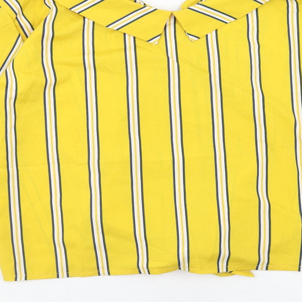 Womens UK Size M Preworn Yellow Basic Button-Up