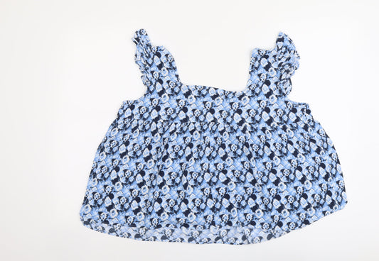 Papaya Womens Blue Geometric Polyester Cropped Tank Size 16 Square Neck