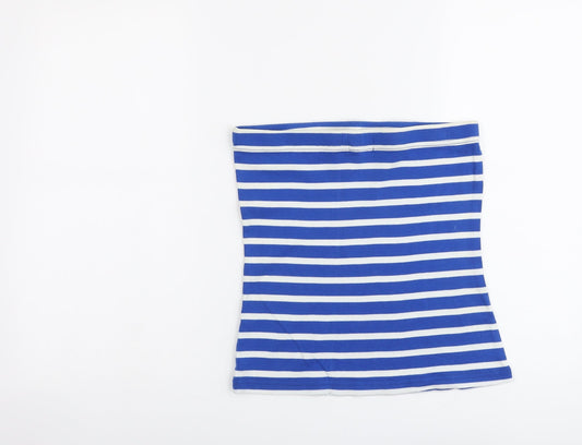 Papaya Womens Blue Striped Cotton Cropped Tank Size 12 Off the Shoulder