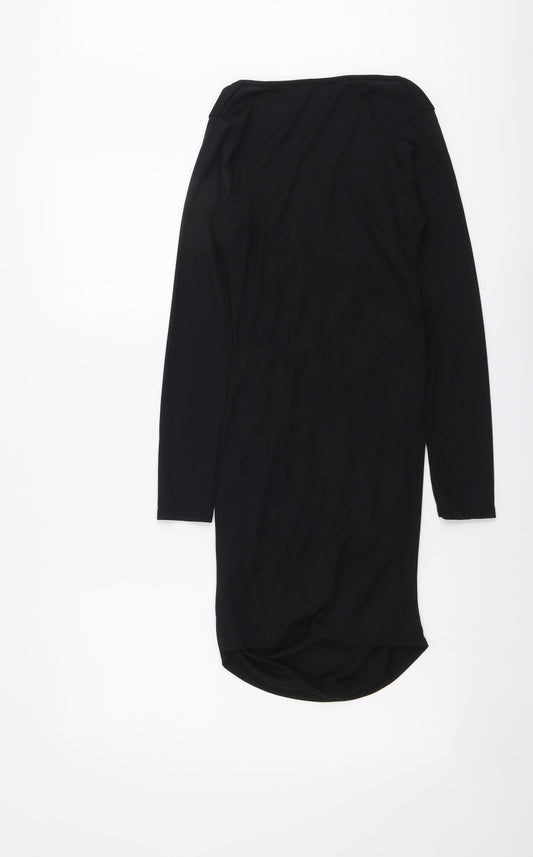 I SAW IT FIRST Womens Black Polyester Shift Size 12 V-Neck Pullover