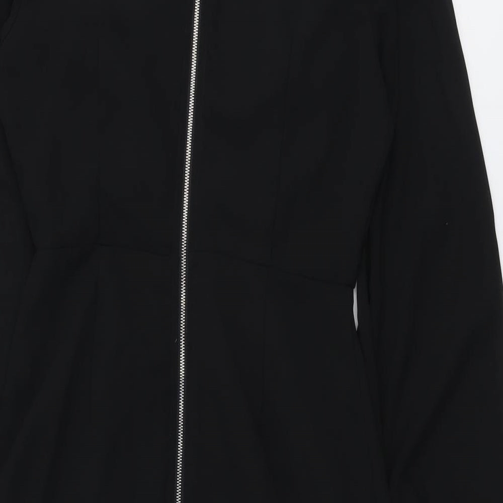 PRETTYLITTLETHING Womens Black Polyester Bodycon Size 6 V-Neck Zip