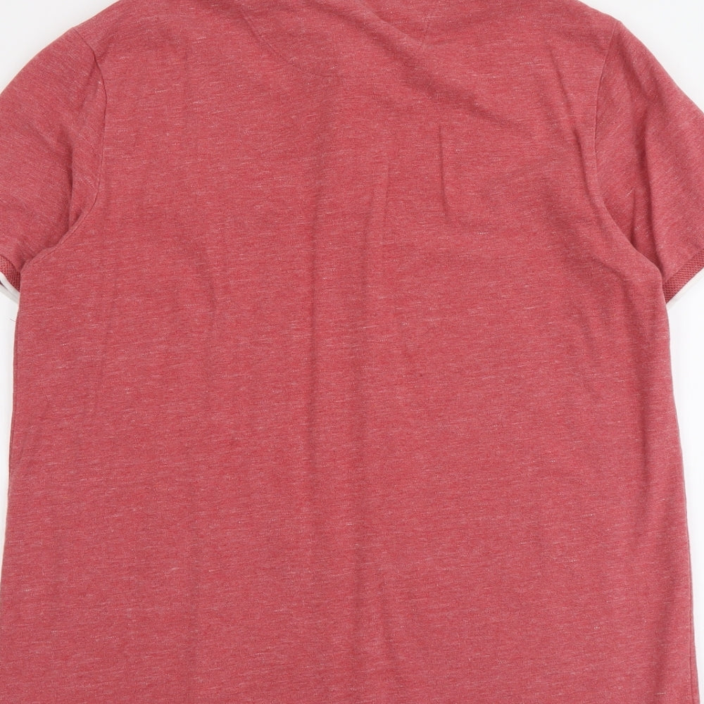 Nutmeg Mens Pink Cotton Polo Size L Collared Button