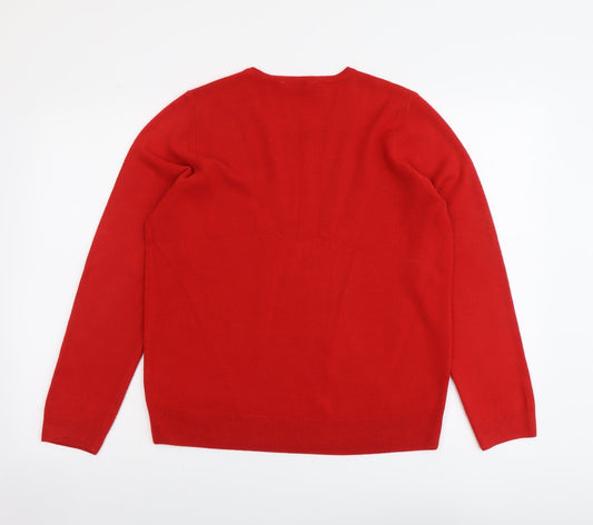 BHS Womens Red Round Neck Acrylic Pullover Jumper Size 16
