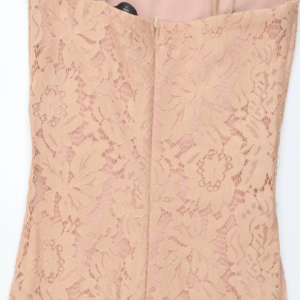 AX Paris Womens Pink Geometric Polyester Bodycon Size 10 Square Neck Zip