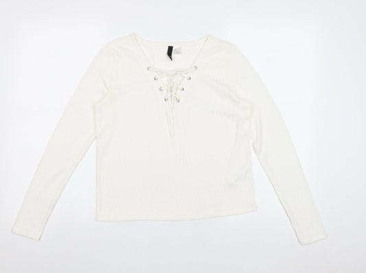 Womens UK Size S Divided by H&M Ivory Basic Blouse