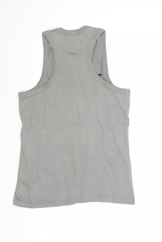 Preworn Mens Grey Cotton T-Shirt Size M Round Neck