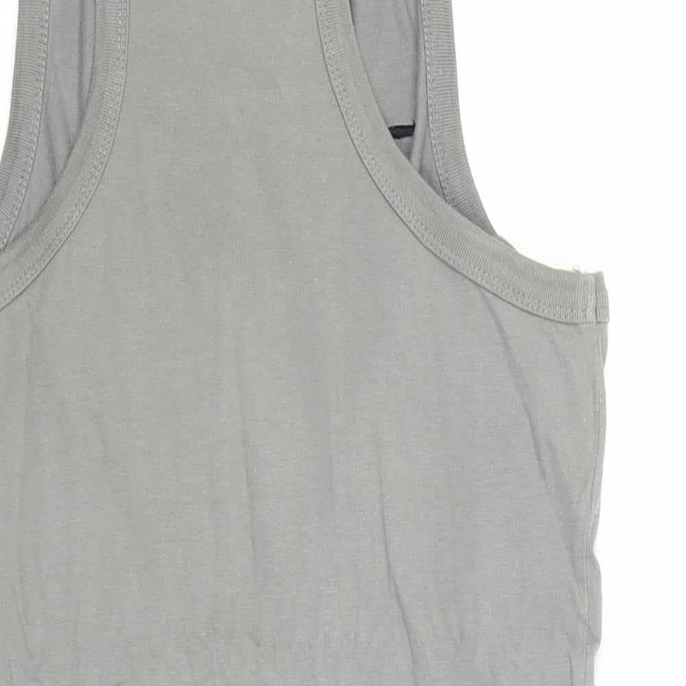 Preworn Mens Grey Cotton T-Shirt Size M Round Neck