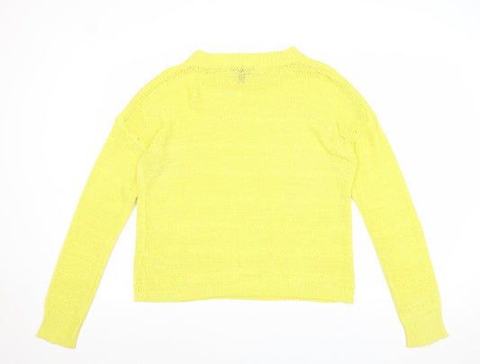 Atmosphere Womens Yellow Boat Neck Acrylic Pullover Jumper Size 14
