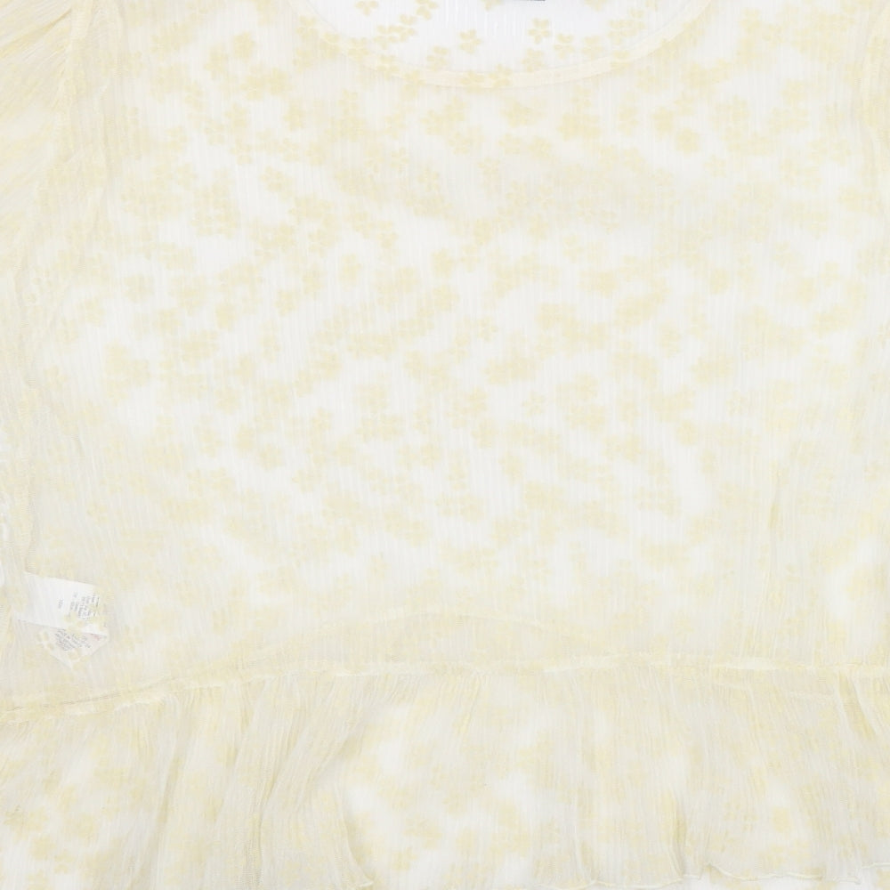 Primark Womens Yellow Animal Print Polyester Basic Blouse Size 12 Round Neck - Size 12-14