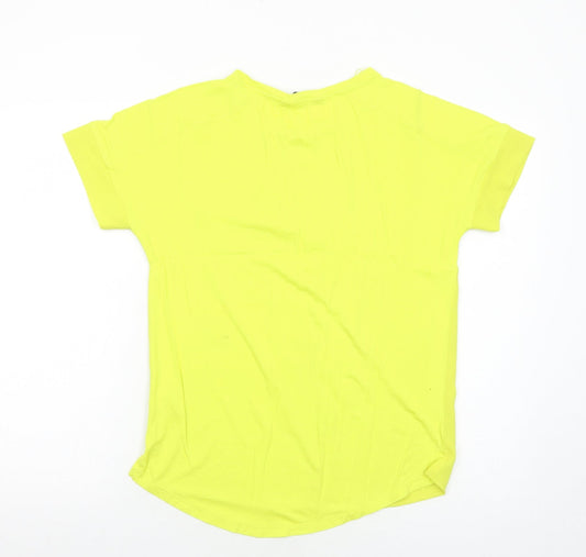 F&F Womens Yellow Polyester Basic T-Shirt Size 8 Round Neck