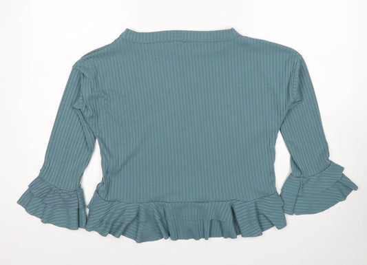 Boohoo Womens Blue Round Neck Polyester Pullover Jumper Size 10