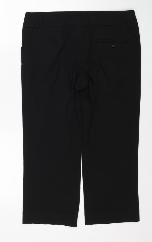 George Womens Black Polyester Trousers Size 12 Regular Zip