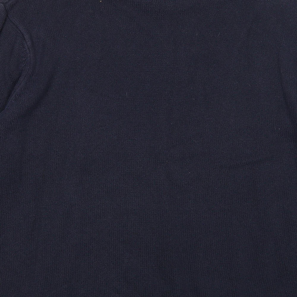 Easy Mens Blue Round Neck Cotton Pullover Jumper Size L Long Sleeve