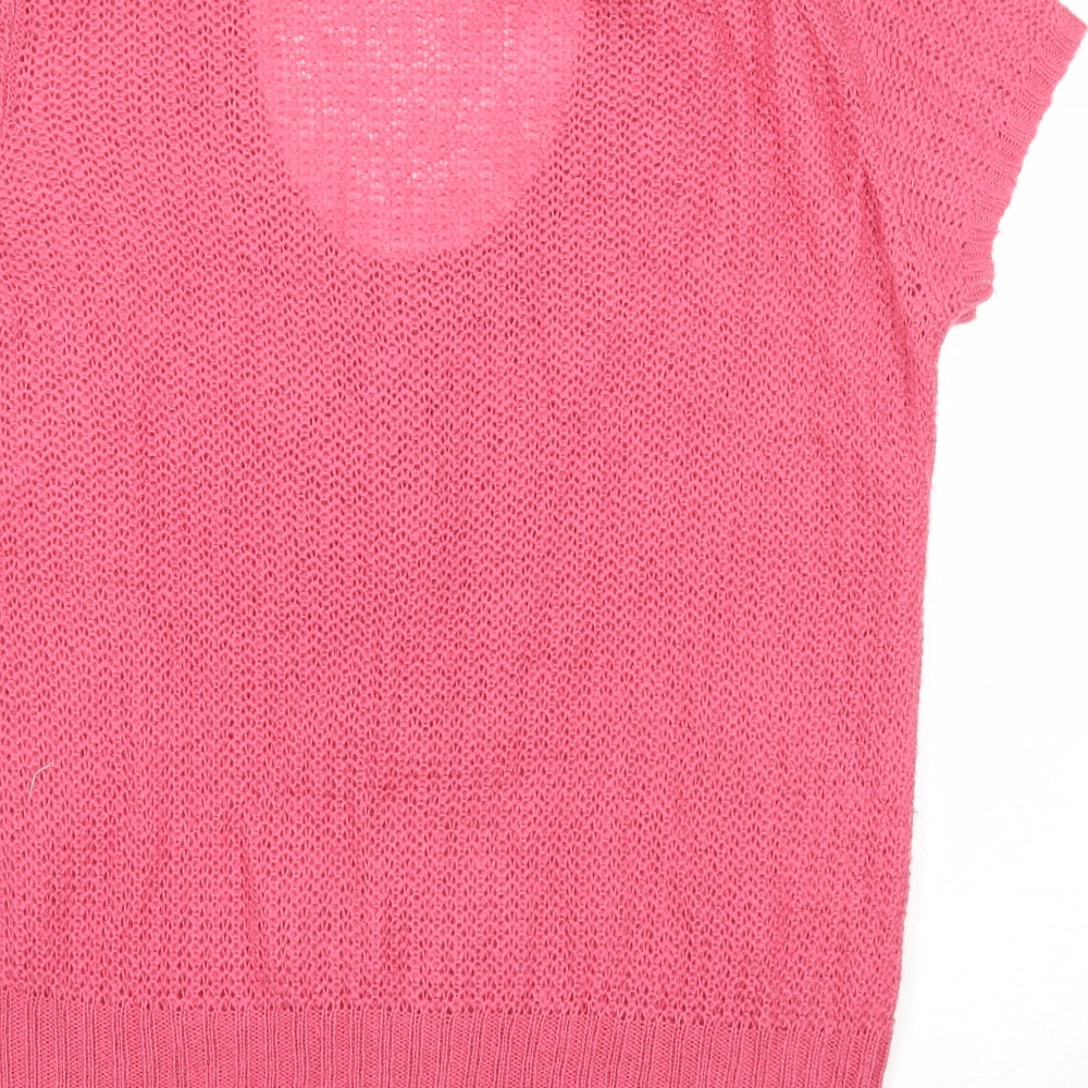 Classics Womens Pink Scoop Neck Acrylic Pullover Jumper Size 16