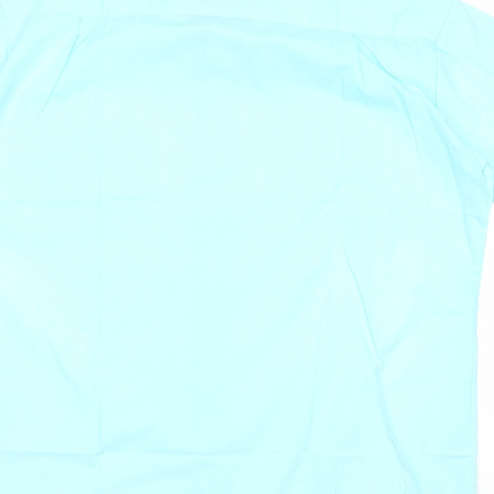 Zero Mens Blue Polyester Button-Up Size XL Collared Button