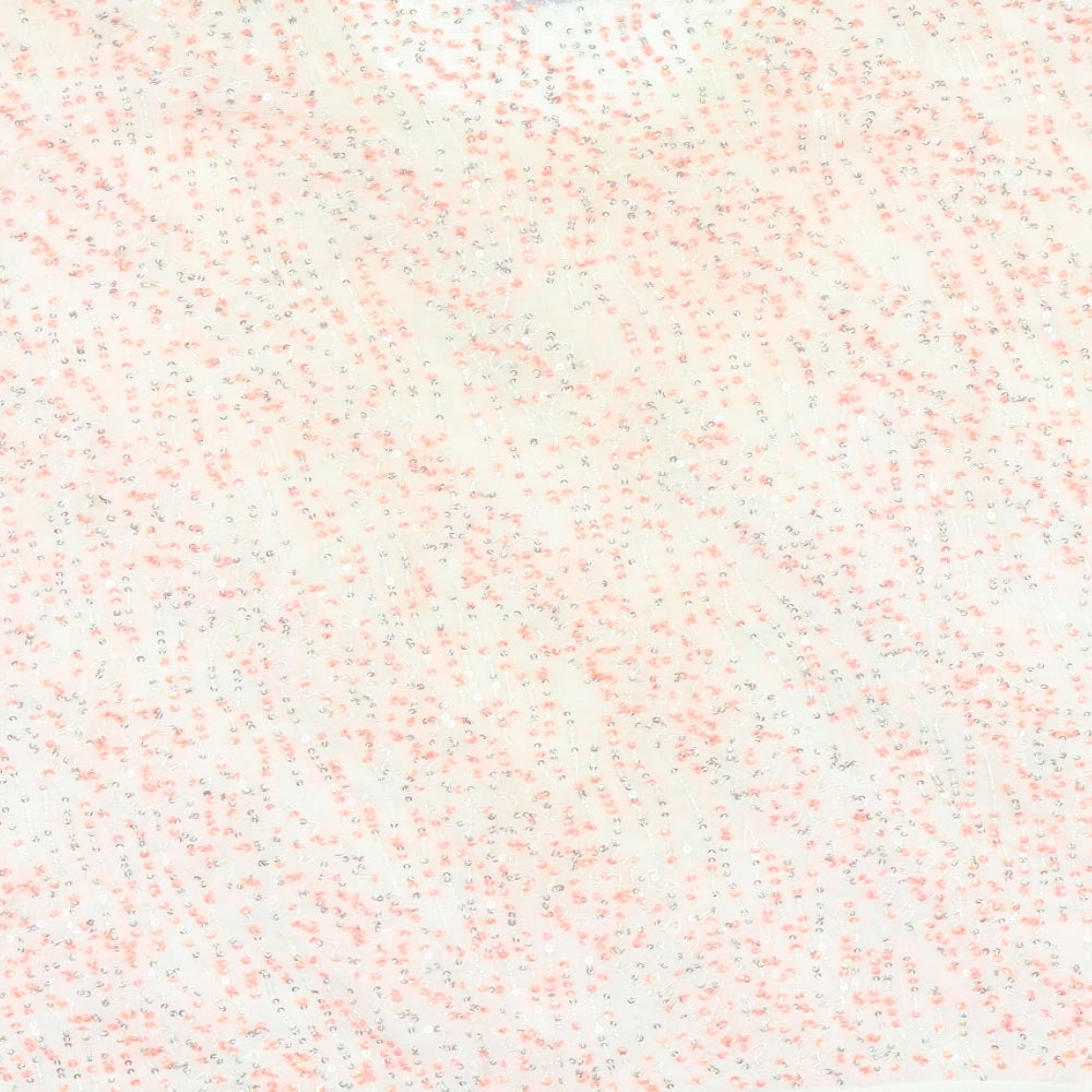 Definitions Womens Beige Geometric Polyester Basic Blouse Size 22 Round Neck