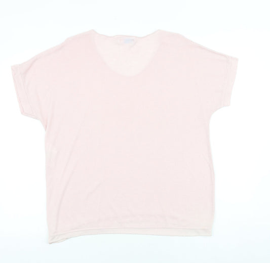 BLUE VANILLA Womens Pink Polyester Basic T-Shirt Size M Scoop Neck