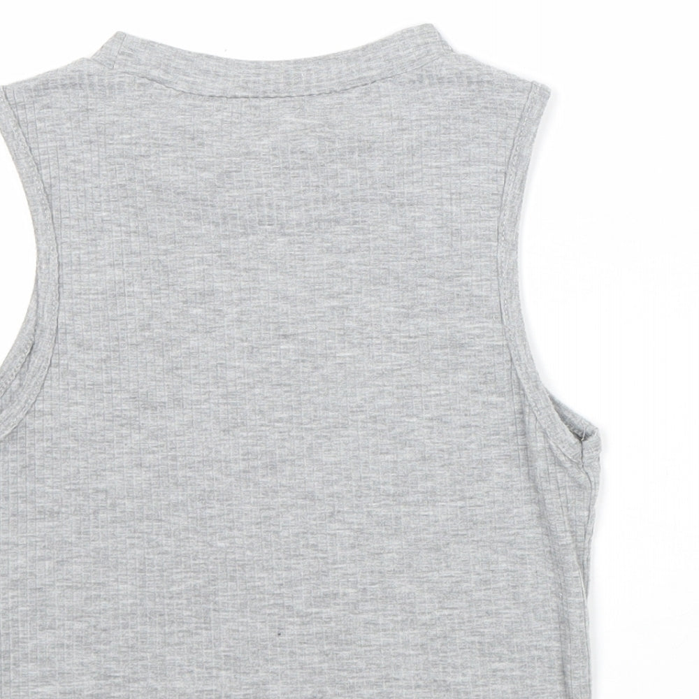 SheIn Womens Grey Cotton Basic Tank Size S Round Neck