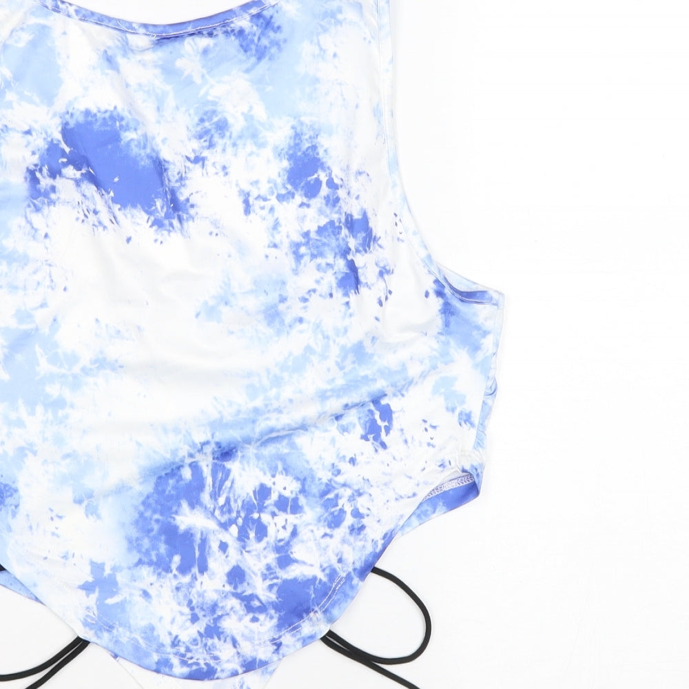 SheIn Womens Blue Geometric Polyester Cropped Tank Size XL Scoop Neck - Tie Dye