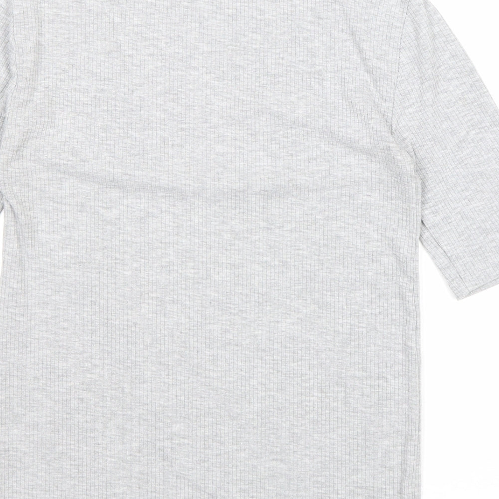 Womens UK Size S Stradivarius Grey Basic T-Shirt